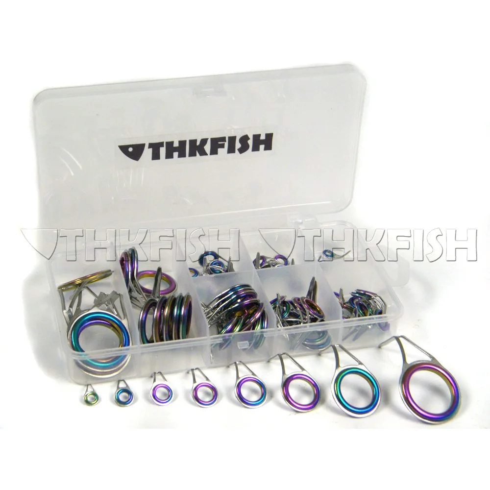 75Pcs/set Fishing Rod Guides Coloured Laser Ceramics Tips Stainless