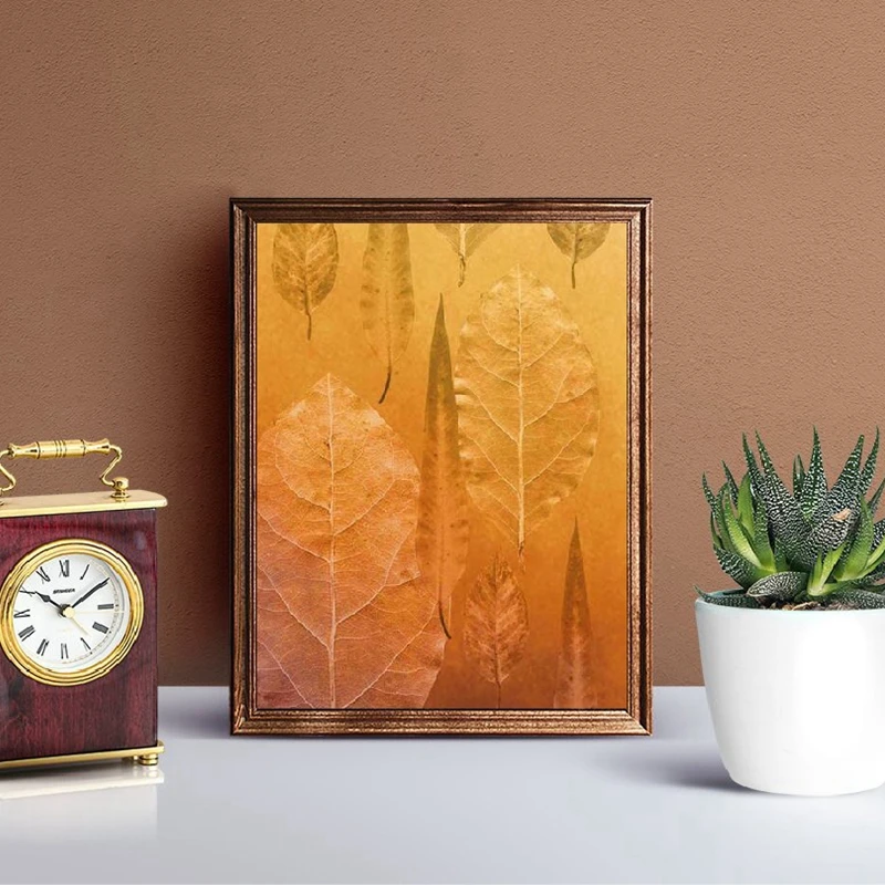 Golden Brown Leaves Old Antique Vintage Poster Home Decor