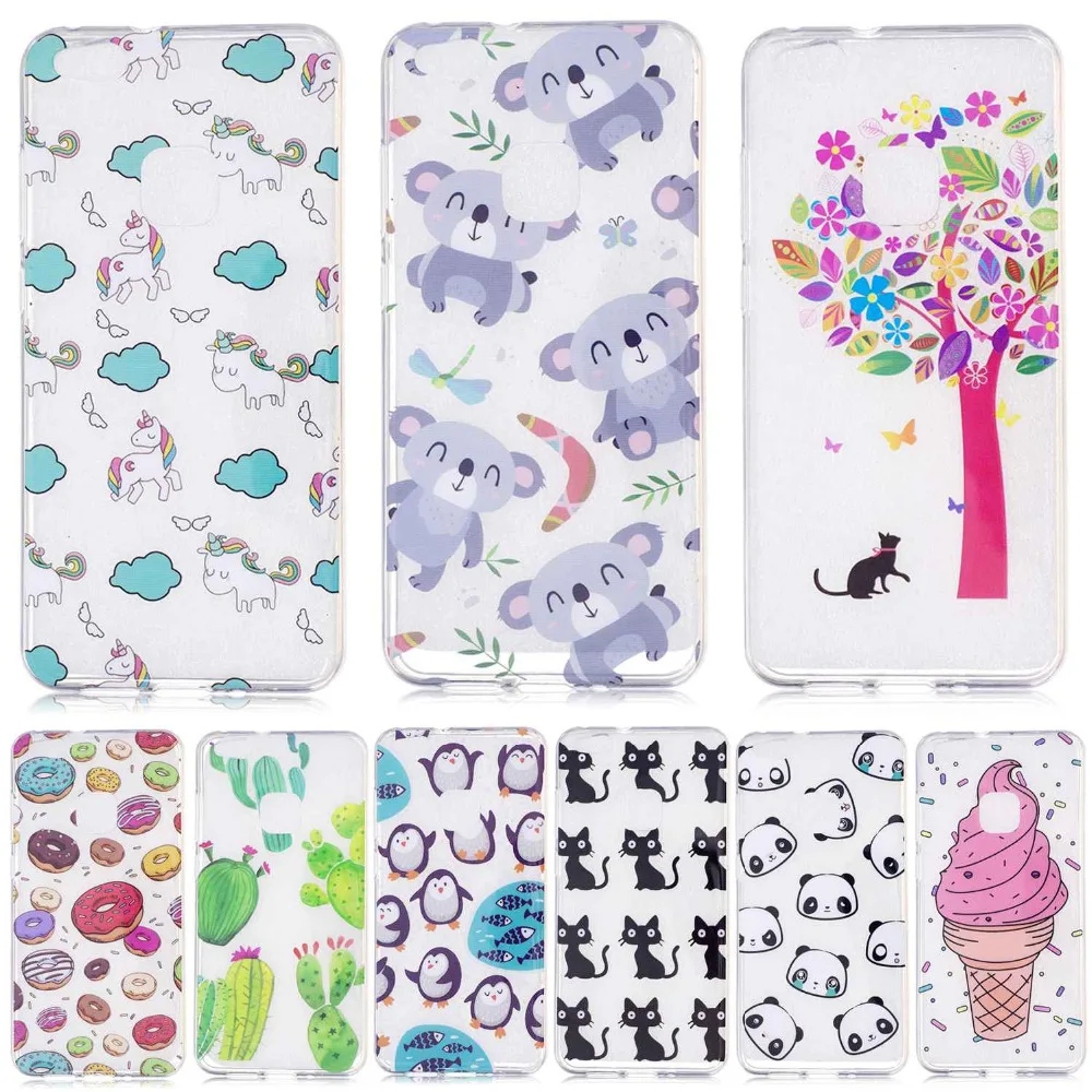 

cat penguin Doughnut cactus panda flowers Icecream cartoon Painted phone case For Huawei P10 Lite high Quality TPU cover shell