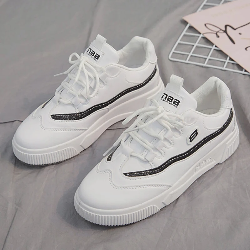 

N Spring Shoes Woman White Sneakers 2019 Platform Snekaers Women Flats Vulcanize Casual Shoes Female Trainers chaussures femme