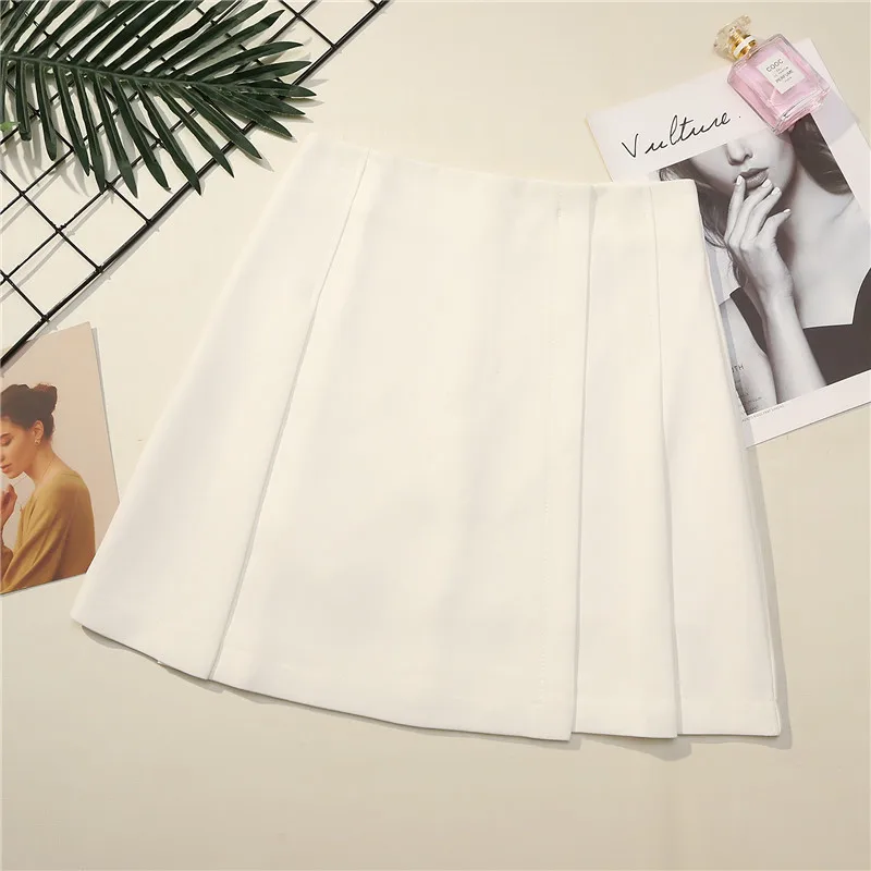 DeRuiLaDy женские летние юбки с высокой талией на молнии, новые элегантные женские юбки размера плюс, тонкая офисная Повседневная мини-юбка - Цвет: Белый