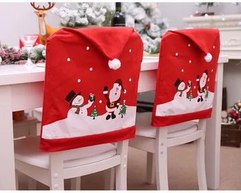 

DHL 200pcs practical Santa Claus Cap Chair Cover Christmas Dinner Table Party Red Hat Chair Back Covers Christmas Decorations