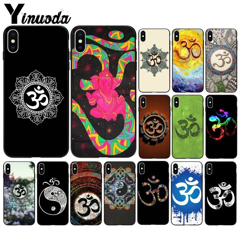 Yinuoda Aum Om Yoga TPU Мягкий силиконовый черный чехол для телефона iPhone X XS MAX 6 6S 7 7plus 8 8Plus 5 5S
