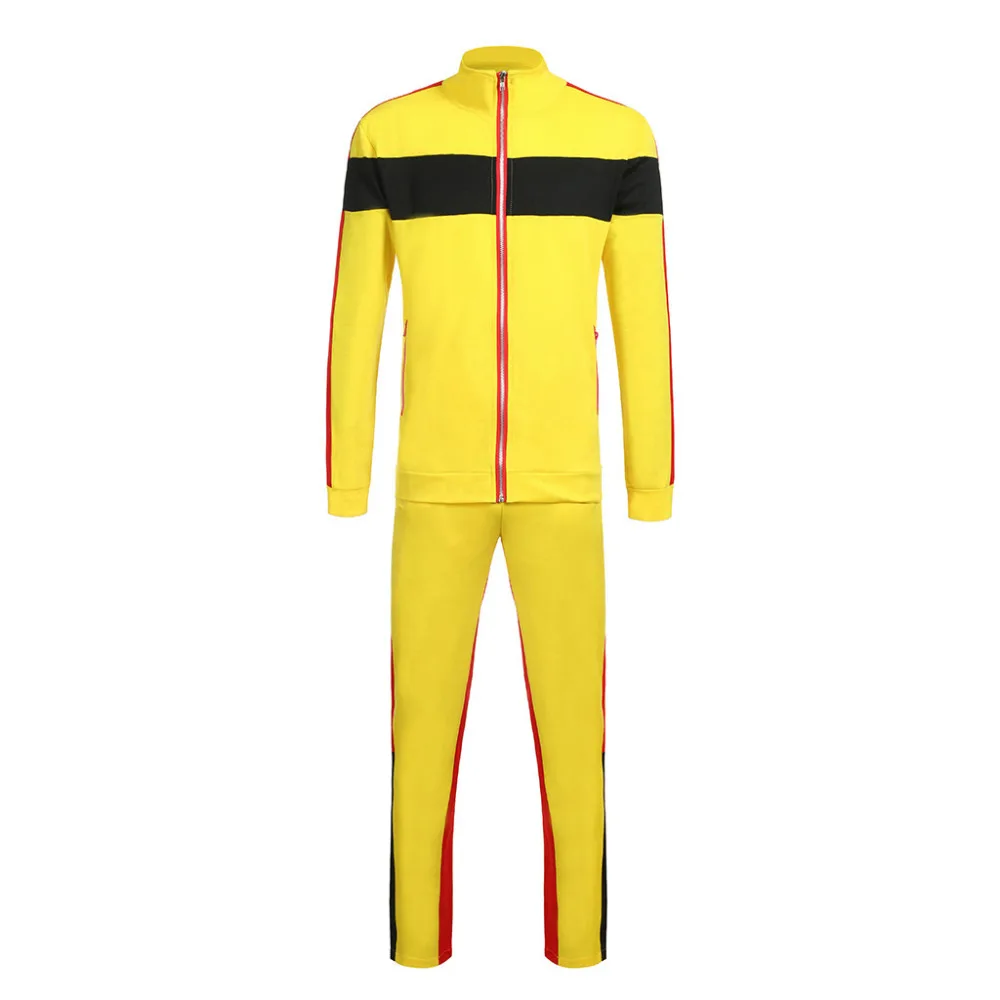 2019 Men's New Fashion Summer Sport Large Size Stitching Color Strip Zipper Pocket Casual Sports Suit tracksuit men tracksuit