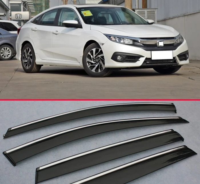 Venster Windscherm Visor Regen/Zon Guard Vent Voor Honda Civic 2016