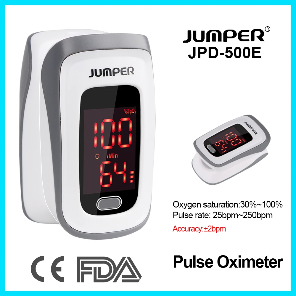 

jumper New Design Fingertip Pulse Oximeter Rate Portable Blood Pressure Health Care CE FDA LED Oxygen Saturation JPD-500E