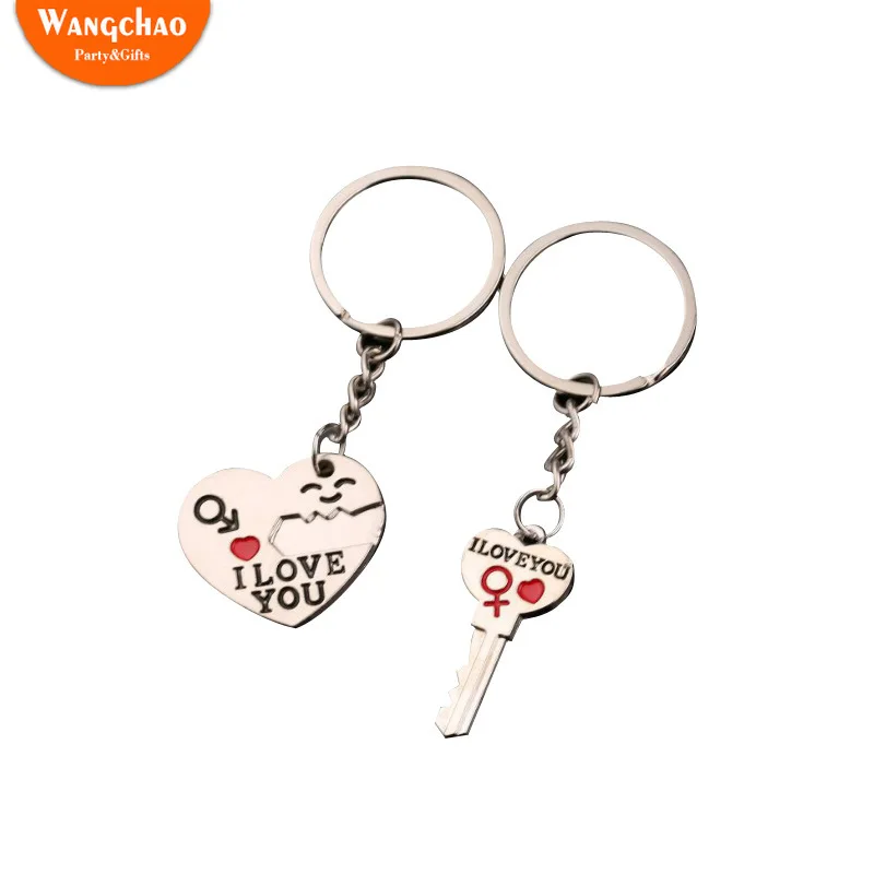 

1 Pair Sliver Couple Keychain Wedding Favors Best Gift for Girl Friend I Love You Letter Heart Keychain Festival Present