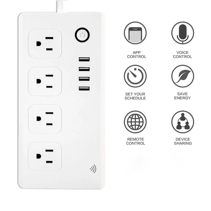 Wi-Fi Smart power Strip, стабилизатор напряжения много точек совместим с Alexa IFTTT Google Assistant Smart мультирозеточный с 4 из
