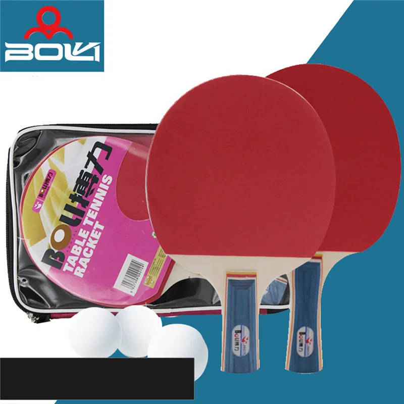 

2Pcs/Set Brand Indoor Sport Training Table Tennis Rackets Double Face Ping Pong Paddle with 3 Balls Short Handle Long Handle
