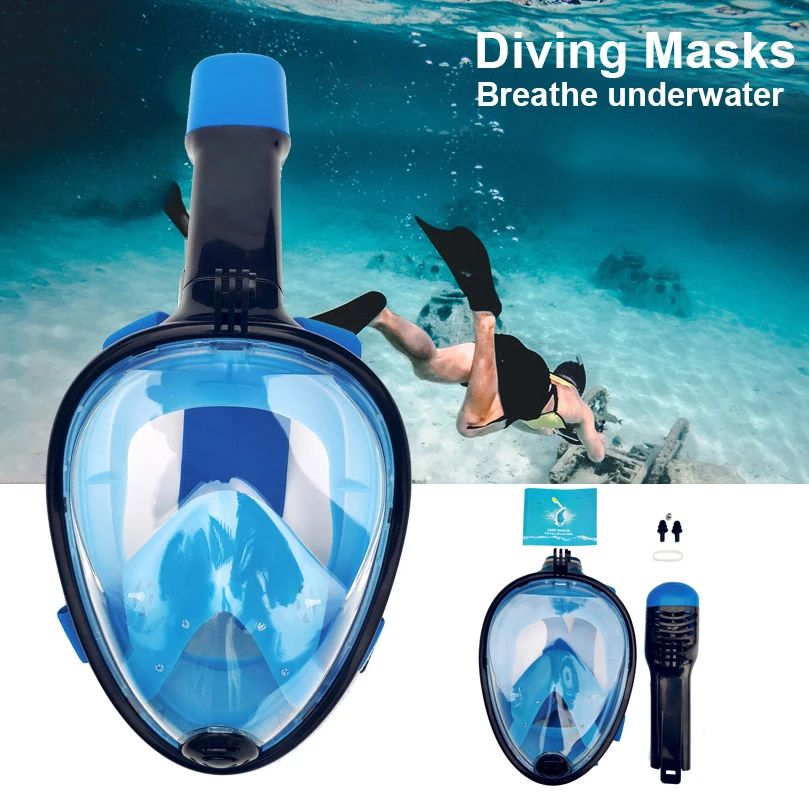 

2019 New color Full Face Snorkeling Masks 180 View Anti-fog Anti-Leak Snorkel Scuba swimming mask Underwater Diving Mask