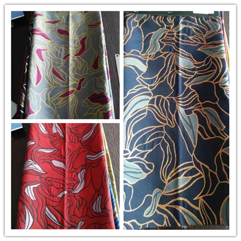

1Meter Brocade Jacquard Fabric Gold Silver Metallic Polyester Material Sew On Women Dress Coat Cloth Patchwork Fabric DIY HG118