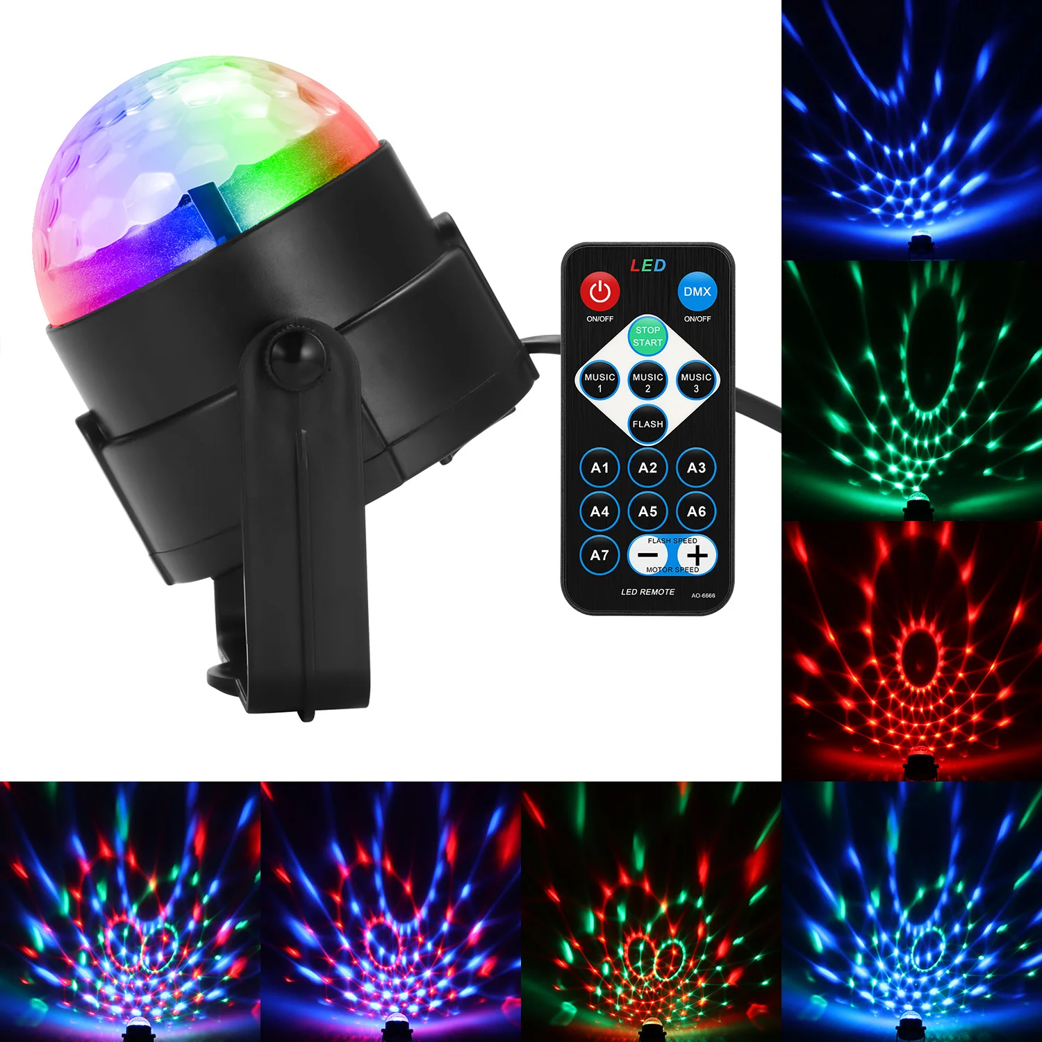 DJ Disco Ball Lumiere 3W Sound Activated Laser Projector RGB Stage