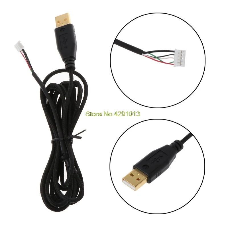 Позолоченный прочный нейлоновый Плетеный USB кабель для мыши сменный провод