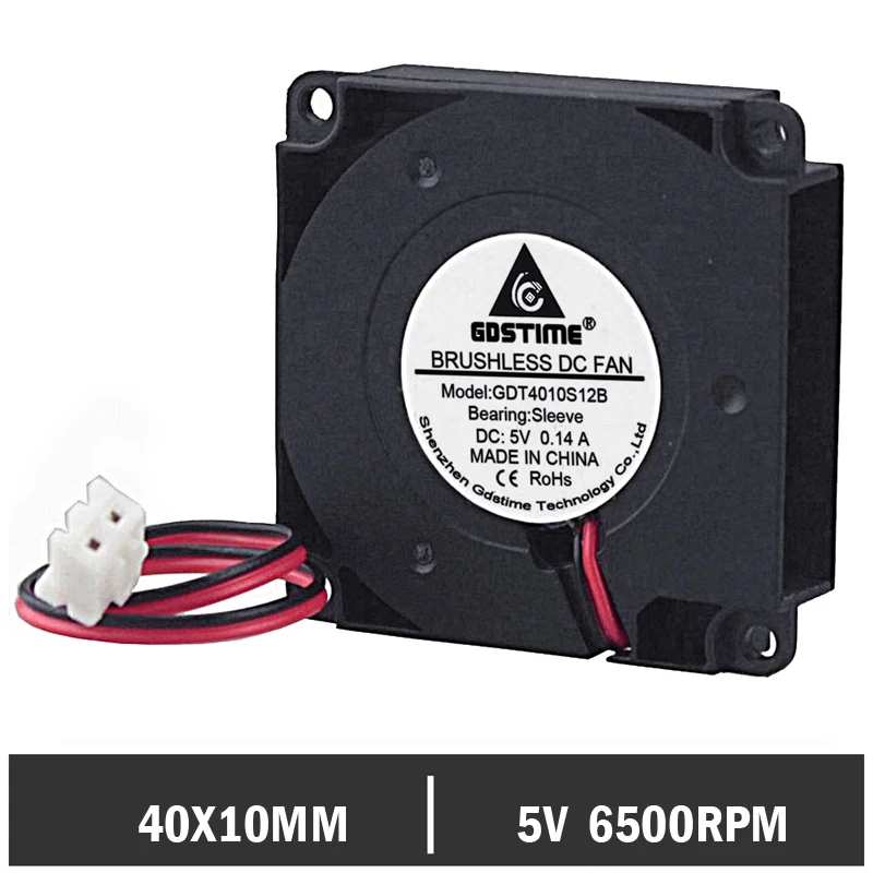 

1 Piece Gdstime 5V 2Pin 4010 40x40x10mm Radial Turbo 40mm DC Cooling Blower Fan