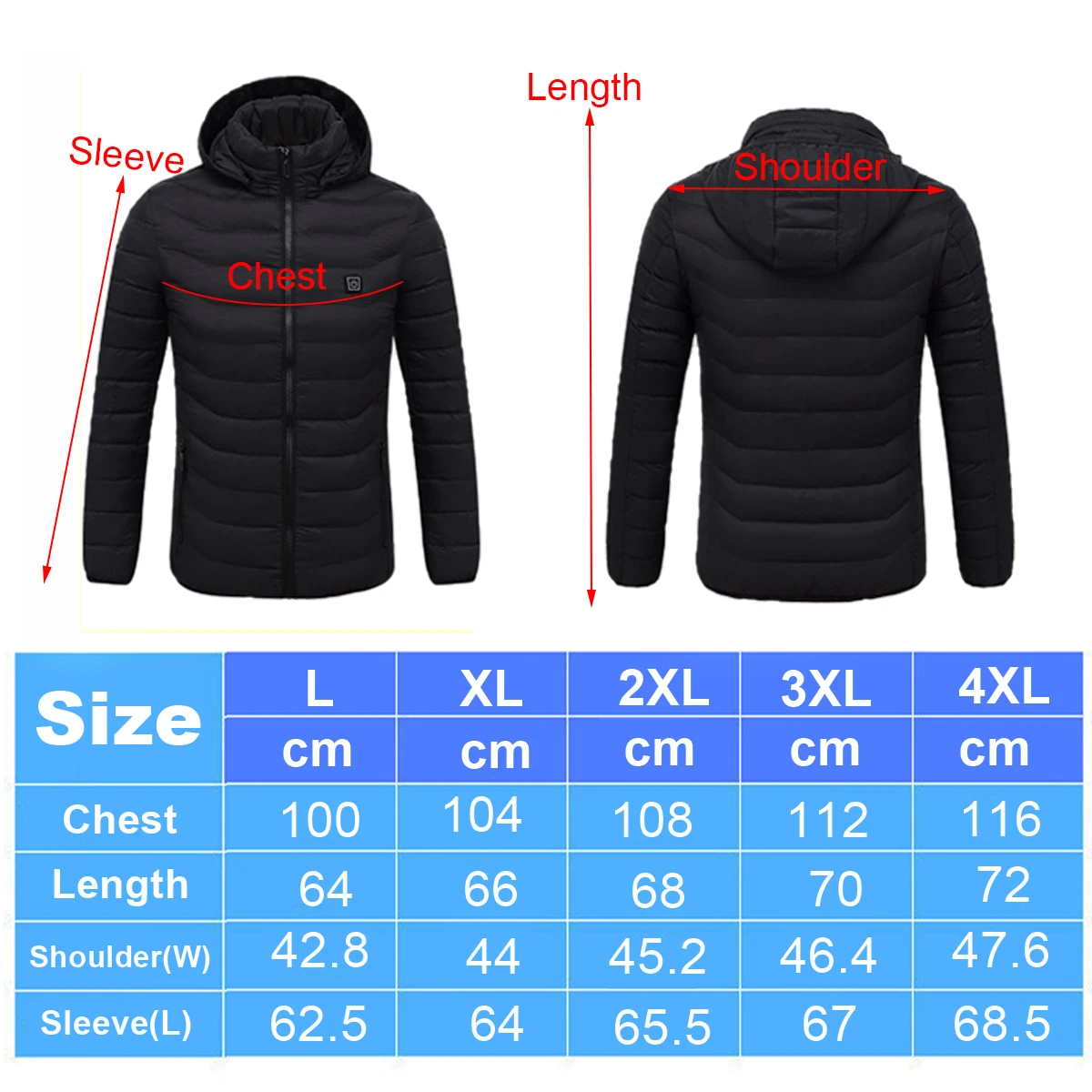 Mens Winter Heated USB Hooded Work Jacket Coats Adjustable Temperature Control Safety Clothing Mens Winter Heated USB Hooded Work Jacket Coats Adjustable Temperature Control Safety Clothing