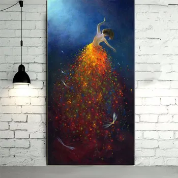 

Handpainted abstract oil painting on canvas room decora colorful wall art dancing girl oil painting best gift for home decora