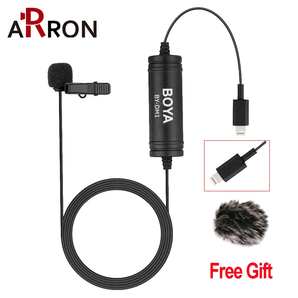 

BOYA BY-DM1 BY-DM2 Digital Lavalier Lapel Microphone Clip-on Video Recording Mic with Lighting Port Type-C for iPhone X 8 XiaoMi
