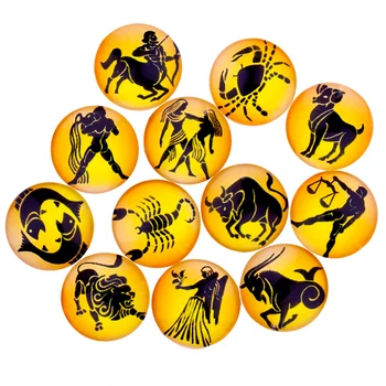 

Twelve Constellations Pattern 24pcs Mixed 12mm 14mm 16mm Round Photo Glass Cabochon Demo Flat Back Making Findings