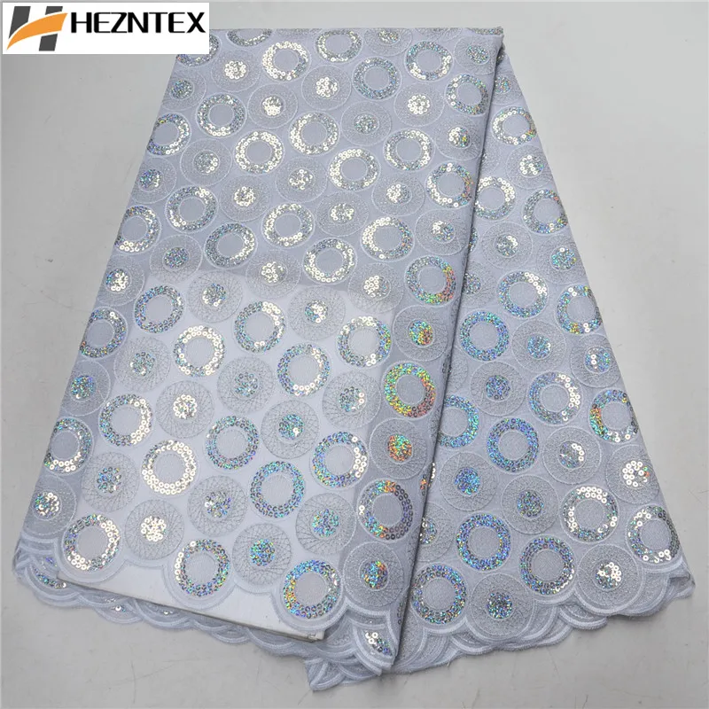 

African Lace Fabric Embroidered Nigerian Laces Fabric High Quality French Organza Lace Fabric With Sequins For Wedding PSA460-1