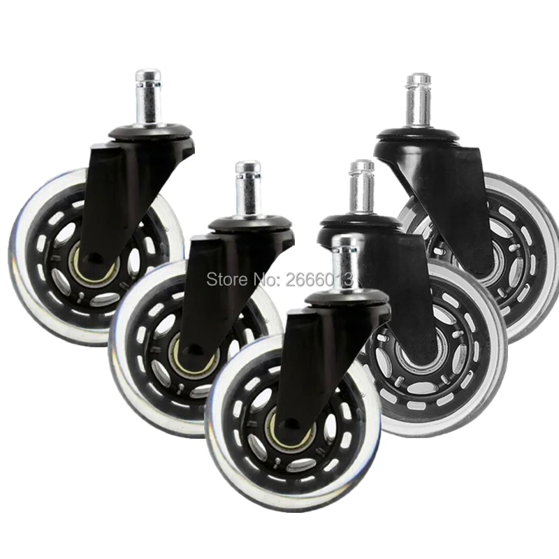 

5PCS Universal 3" PU Office Chair Wheels Replacement Chair Caster/360 Degree Roller Rollerblade Style Castor Wheel Replacement
