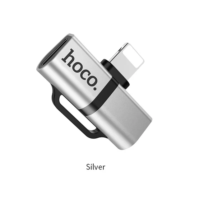 HOCO 2 в 1 для Lightning переходник зарядки адаптер для iPhone Xs Max XR X 8 7 Plus зарядное устройство Разветвитель для наушников конвертер адаптер - Цвет: Белый