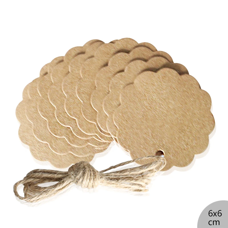 

50pcs 6*6cm brown flower Wedding Decoration Kraft Gift Tags Blank Brown Kraft Paper Label Marked Blank Card