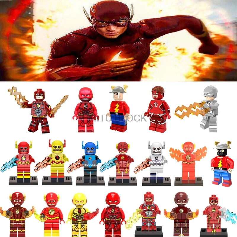 

The Flash/Reverse Flash Super Heroes Justice League&Electricity Batman Movie Red Yellow Flash Figure Building Blocks Toy