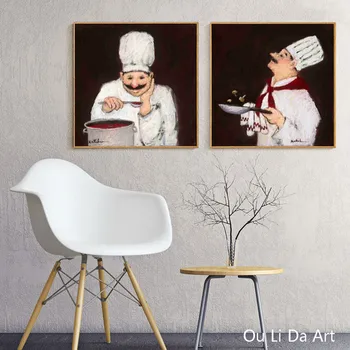 

No frame modern cartoon figure chef food oil painting canvas painting prints on canvas home wall art decoration pictures