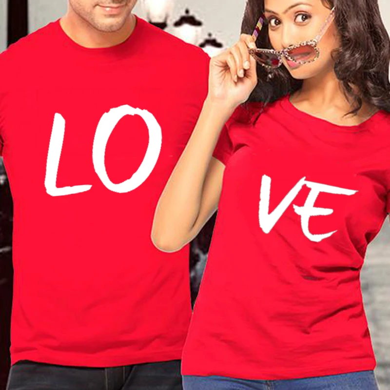 Couple Tshirt Funny Love Letter Print Cotton Unisex T Shirt for Lovers Size S-3XL Top Tee 100% Cotton Comfort free shipping