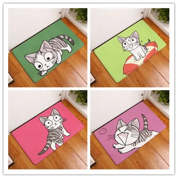

Entrance Door Mats Animal Painting Cute Cartoon Playing Kitten Carpets Anti Slip Bathroom Floor Rugs Decor
