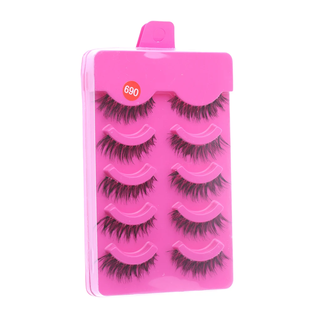 

5 Pairs of Posh Handmade Messy Natural Cross False Eyelashes Eyelashes Voluminous Makeup Styling Tools