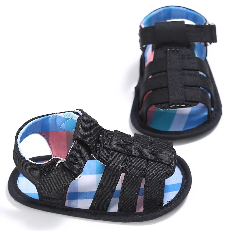 Повседневная дышащая обувь для новорожденных девочек и мальчиков; детские тапочки для новорожденных; сандалии; 0-18 месяцев - Цвет: Черный