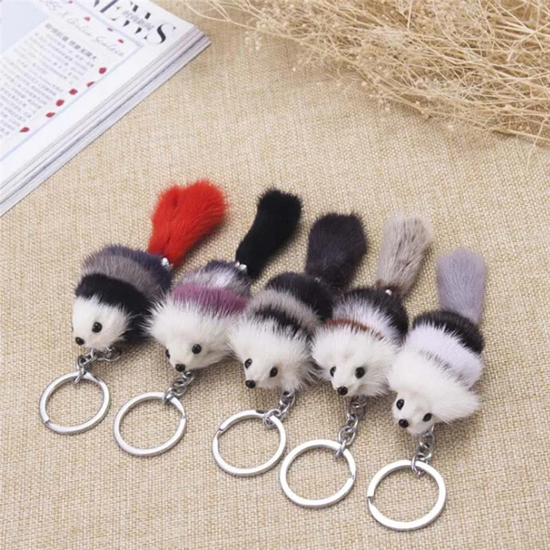 

Cute Fluffy Crown Bow-knot Animal Ball Key Chain Rings Pompom Artificial Fur Charm Keychain Car Bag Key Ring Women Jewelry
