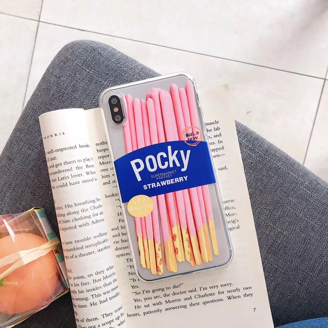 Печенье Pocky чехол для телефона для iPhone XS MAX XR Capa Fundas мягкая прозрачная задняя крышка для iPhone X 8 7 6 S 6 Plus чехол Coque