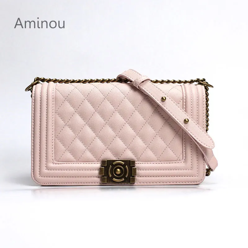 

Chain Flap Bag Woman Caviar Leather Pink Crossbody Bag Brand Ladies Hand Bags Black Luxury Handbags Women Bags Designer 2018