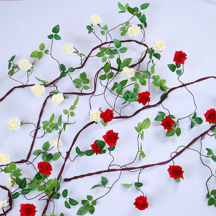 300cm Artificial Silk Roses Tree Artificial Flowers with Tree Vines For