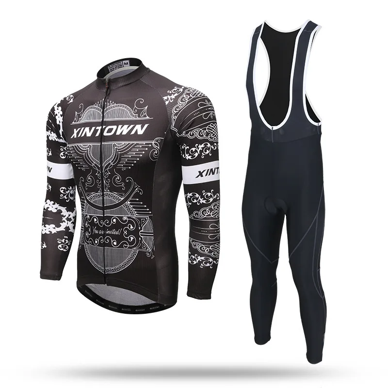 

2 Colour Men Bike Bicycle Long Sleeve Sets Jersey and GEL Bib Pants Anti-sweat Quick Dry Cycling Long Sleeve Clothing Sportswear