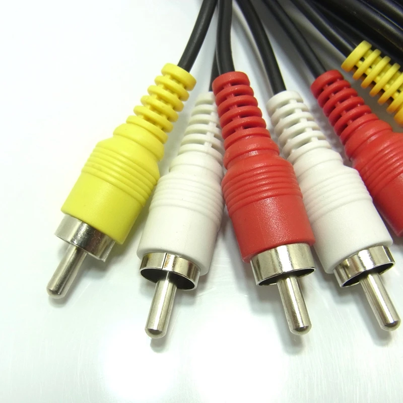 AV код красный белый желтый pin код штекер RCA 1,0 m черный (один)