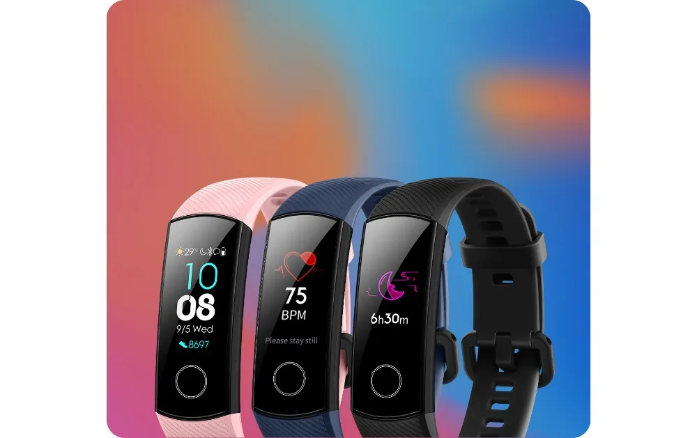 HONOR Band 4, умный браслет, фитнес-браслет, 0,95 дюймов, цветной AMOLED сенсорный экран, 5 АТМ, для плавания, с осанкой, для сердечного ритма, сна