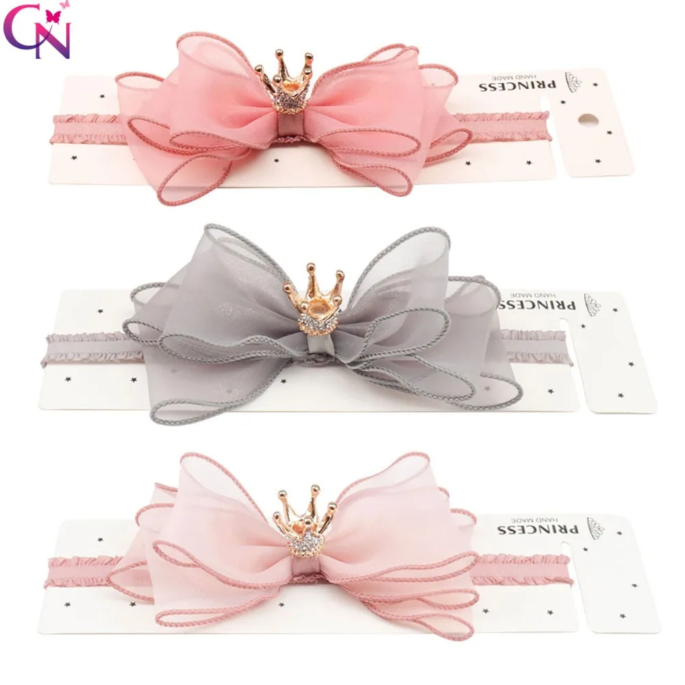 

CN Hair Accessories Bowknot Crown Headband For Girls Shiny Lace Floral Princess Girl Hairband Children Elastic Hair Bands