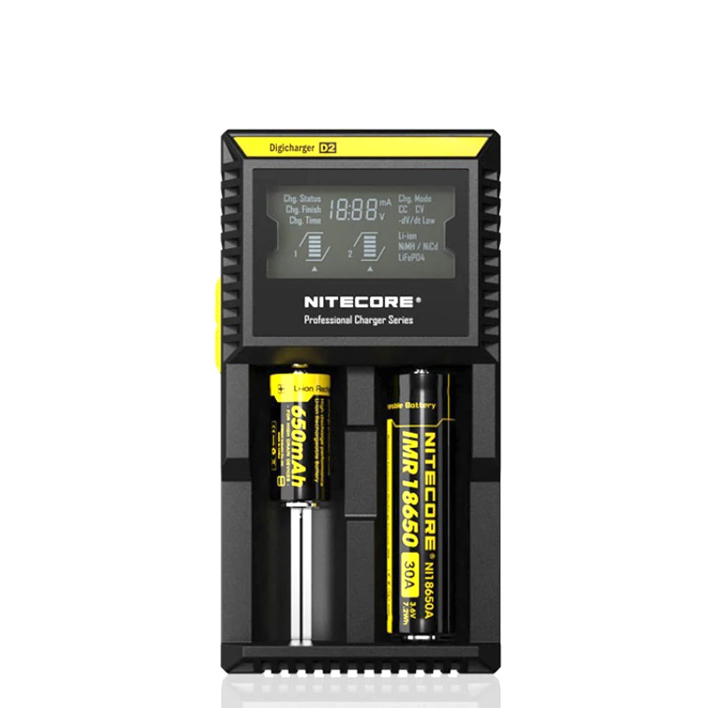 Nitecore D2 Digi Зарядное устройство ЖК-дисплей интеллектуальная схема глобального страхования Li-Ion 18650 26650 16340 14500 AA AAA автомобиля Батарея Зарядное устройство ЕС