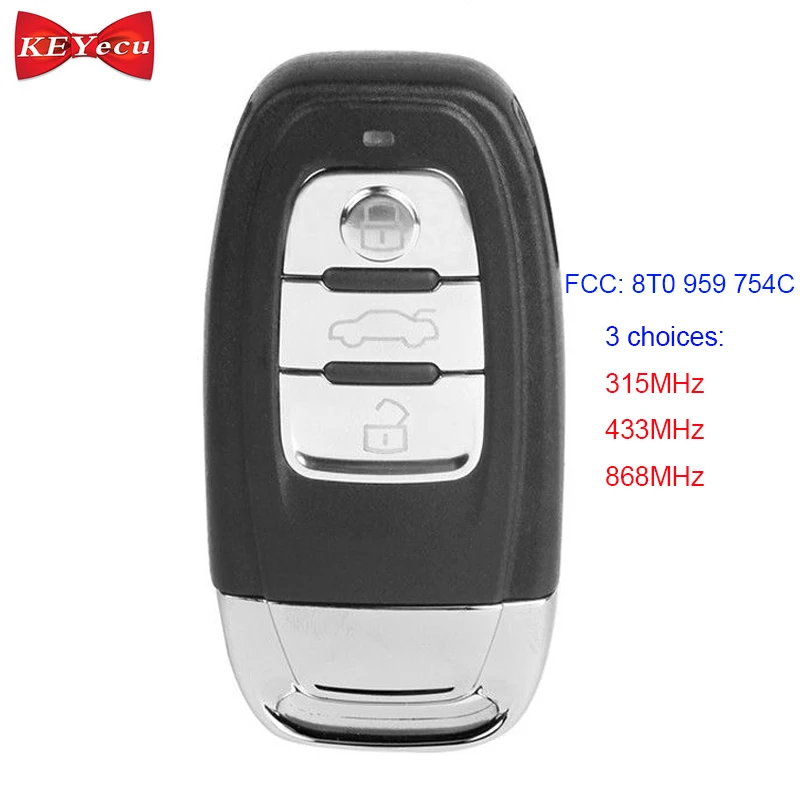 

KEYECU for Audi A4 A6 Q5 Replacement Remote Control Car Key Fob 8T0 959 754 C 315MHz/ 433MHz/ 868MHz