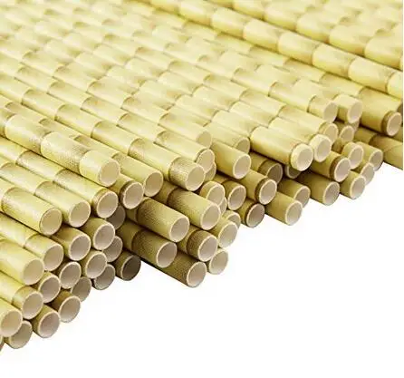 

Biodegradable Bamboo Print Paper Drinking Straws for Juices, Shakes and Smoothies, Party Supplies(pack of 100,300)
