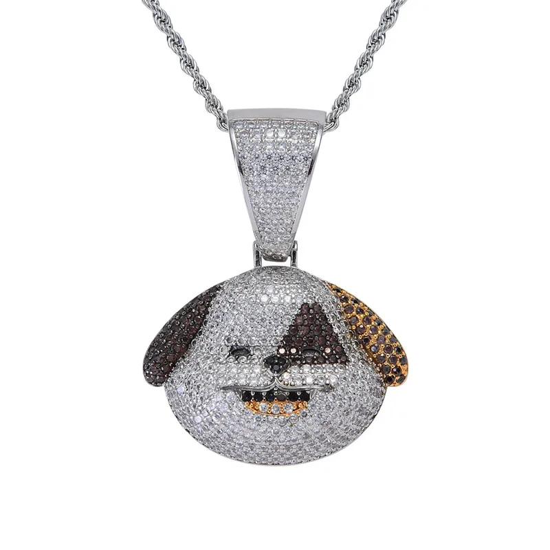 

Hip Hop Jewelry Spotted Dog Pendant Necklace New Arrival AAA Cubic Zirconia Necklace For Men Women Gifts