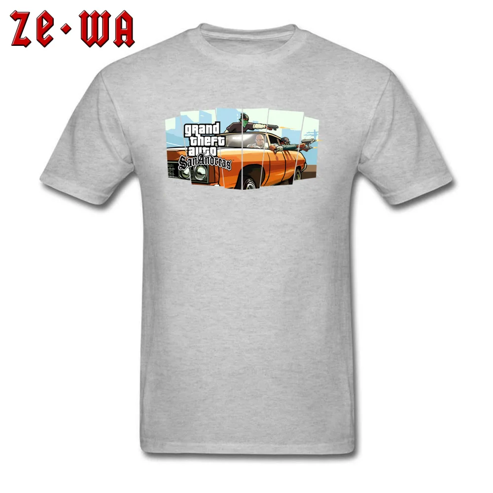 Fitted Men Top T-shirts grand theft auto san andreas825y T Shirt 100% Cotton Fabric Crewneck Short Sleeve Tops T Shirt Camisa grand theft auto san andreas825y grey