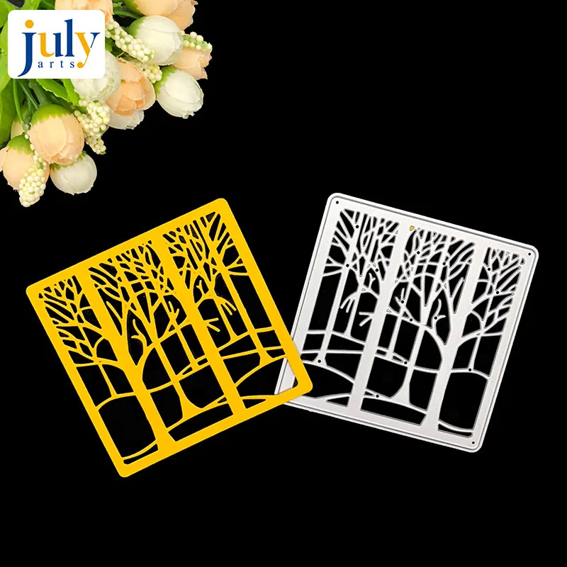 

Julyarts Cutting Dies Metal Forest Frame Stencils For DIY Tree Scrapbooking Dies Rectangle Frame Paper Photo Album Craft