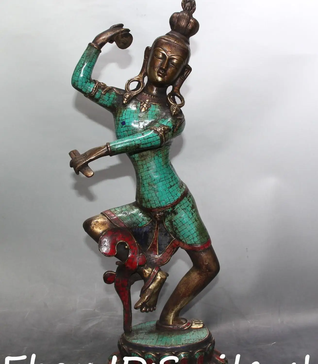 

17" Tibet Turquoise Bronze Vajravarahi Dorje Phakmo Tara Goddess Buddha Statue