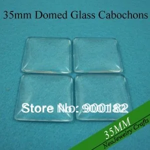 

35mm Square Clear Domed Magnifying Glass Cabochons, Square Clear Glass Cabs, Clear Glass Domes