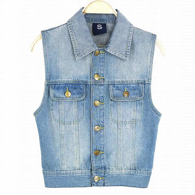 2018 Vintage Embroidery Denim Vests Women Ripped Short Summer Waistcoat