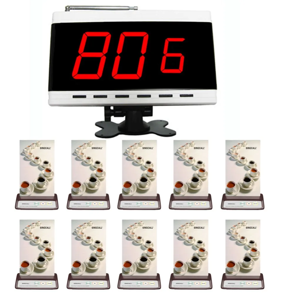 ^*Best Offers SINGCALL.Wireless pager calling system,1 pcs white display plus 10pcs of pagers with 3 coffee keys